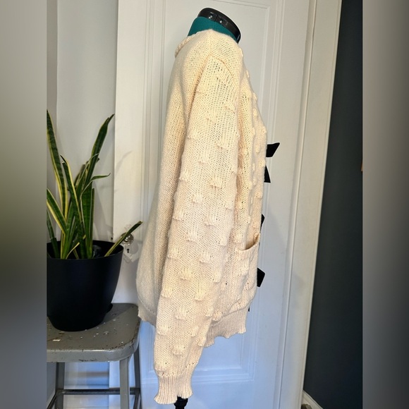 So Me Black Bow Cardigan - Oatmeal size large - Picture 6 of 12